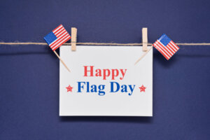Greeting card with text Happy USA Flag Day for 14th June